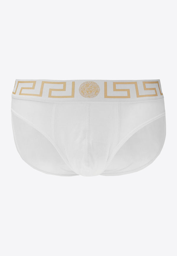 Versace Greca Border Briefs - Pack of 2 AU10180 A232741-A81H White