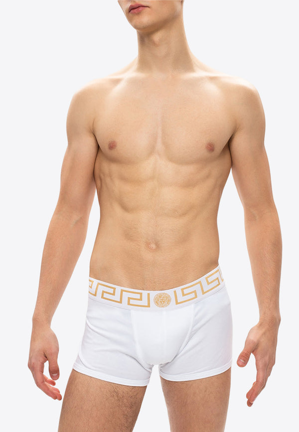 Versace Greca Border Trunks - Pack of 3 AU10326 A232741-A81H White