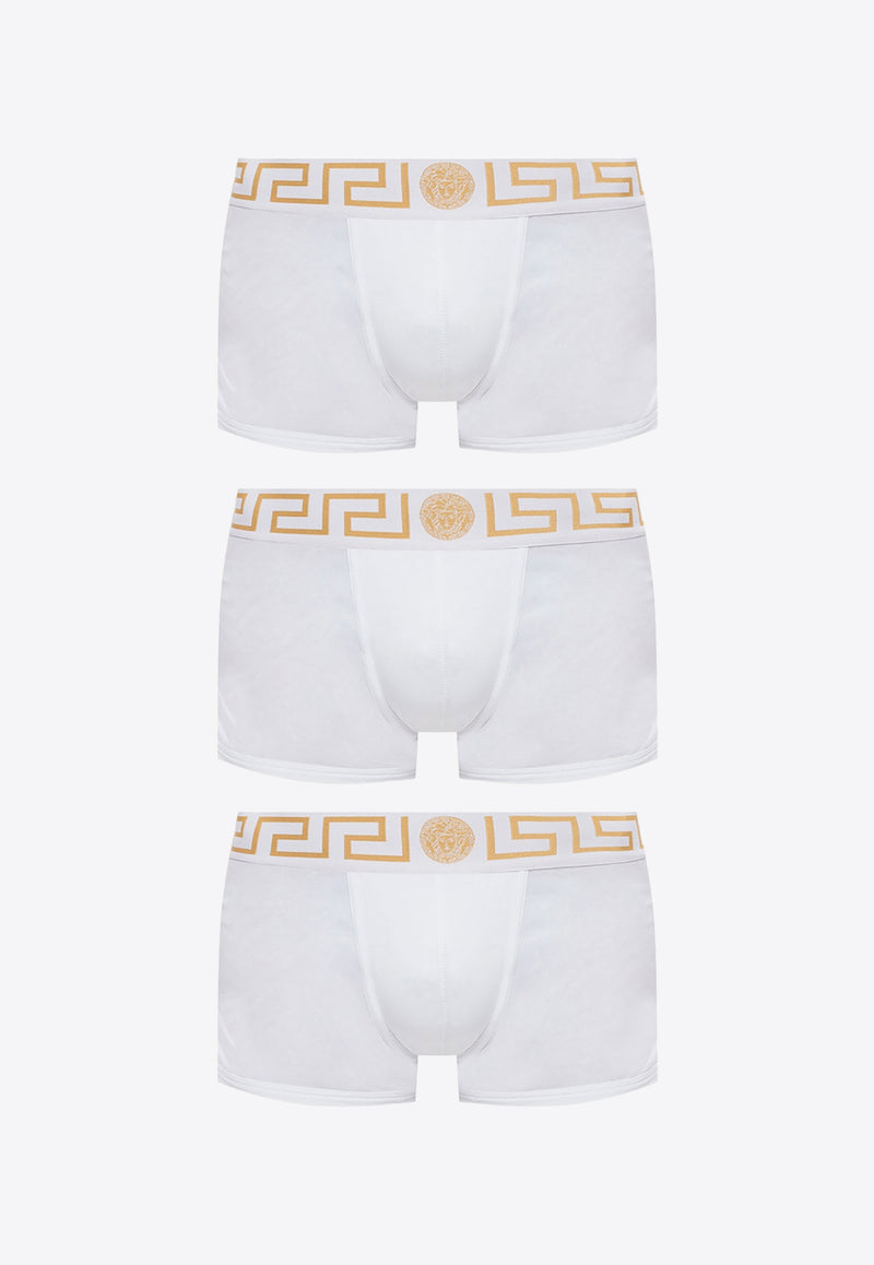 Versace Greca Border Trunks - Pack of 3 AU10326 A232741-A81H White