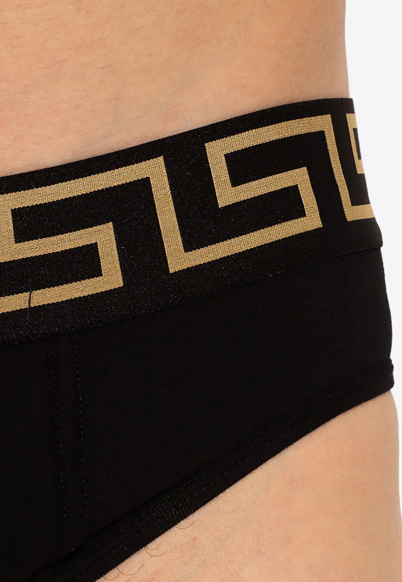 Versace Greca Border Briefs - Pack of 3 AU10327 A232741-A80G Black