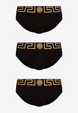 Versace Greca Border Briefs - Pack of 3 AU10327 A232741-A80G Black