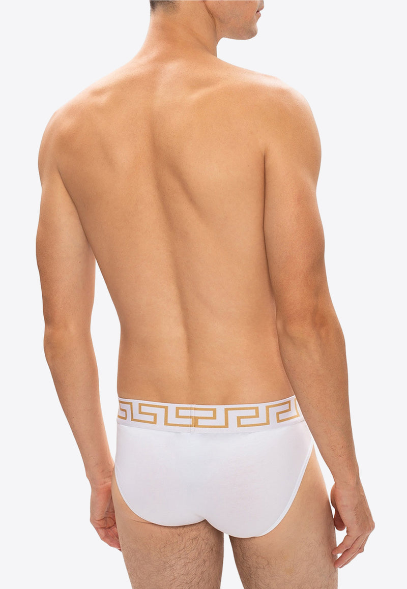 Versace Greca Border Briefs - Pack of 3 AU10327 A232741-A81H White