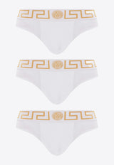 Versace Greca Border Briefs - Pack of 3 AU10327 A232741-A81H White