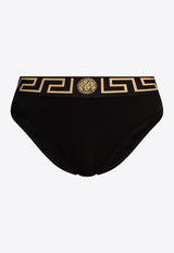 Versace Greca Border High-Rise Briefs AUD01050 A232741-A1008 Black