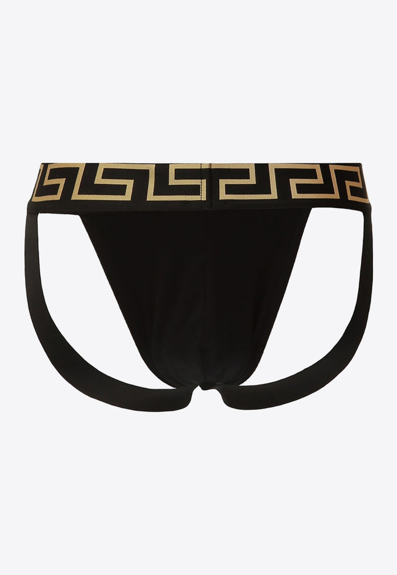 Versace Greca Border Jock Straps AUU01017 A232741-A80G Black