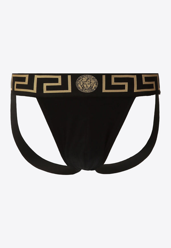 Versace Greca Border Jock Straps AUU01017 A232741-A80G Black