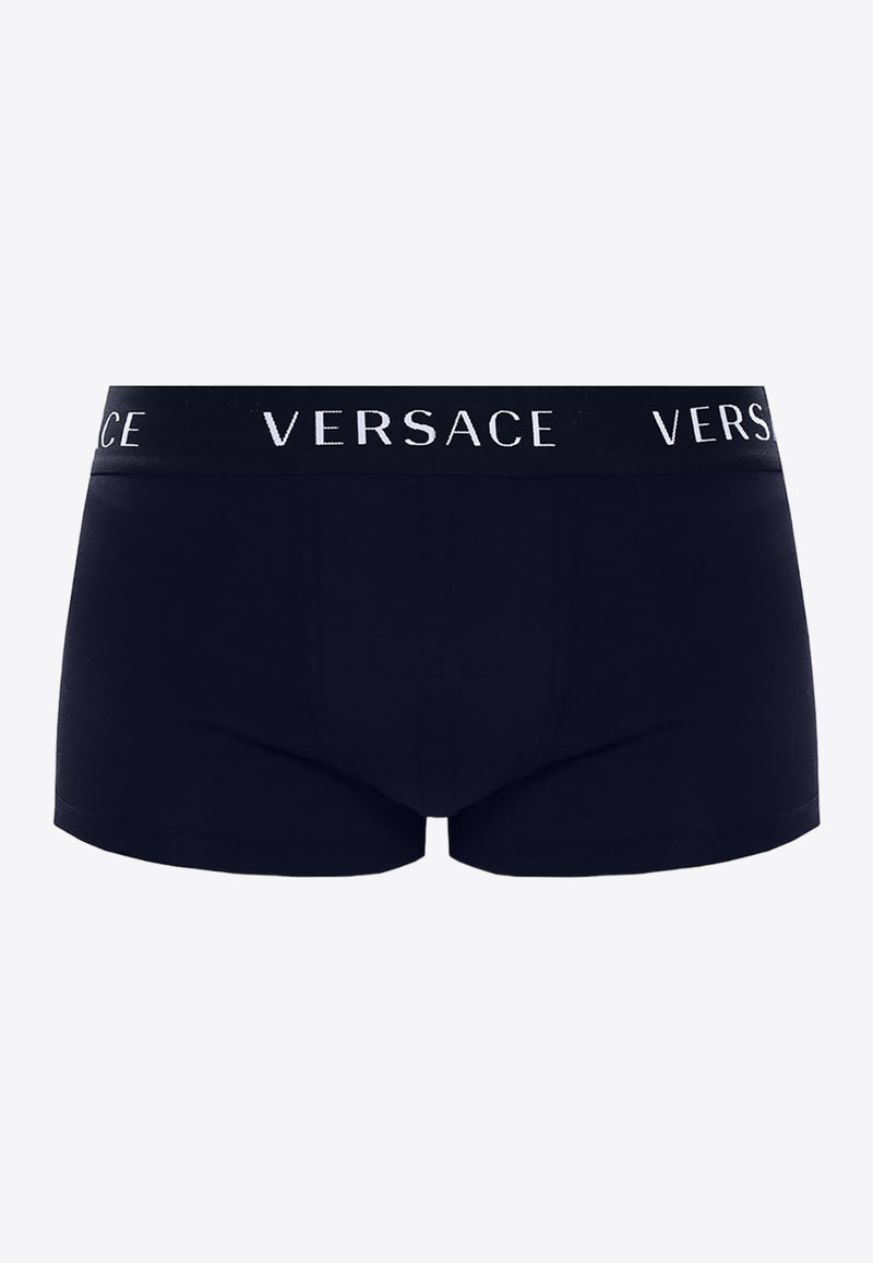 Versace Logo Waistband Trunks AUU04020 AC00058-A1384 Navy