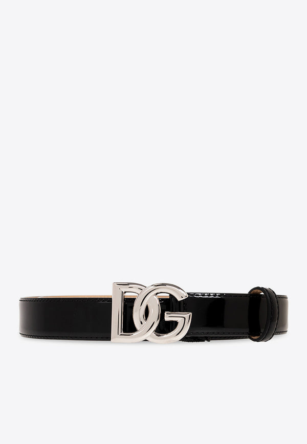 Dolce 
Gabbana Interlock Logo Patent Leather Belt BE1447 AI413-80999