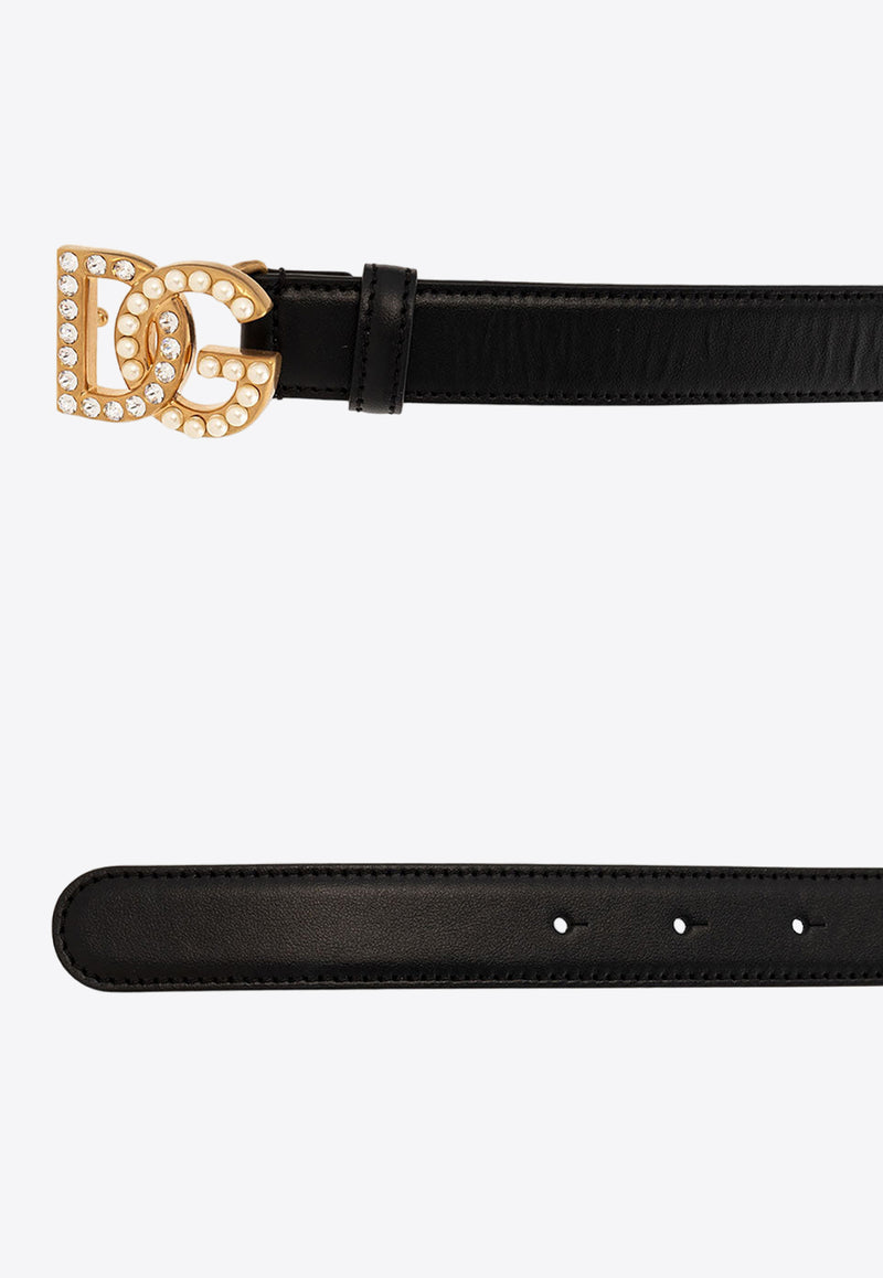 Dolce 
Gabbana Embellished DG Logo Leather Belt BE1577 AQ339-8S574