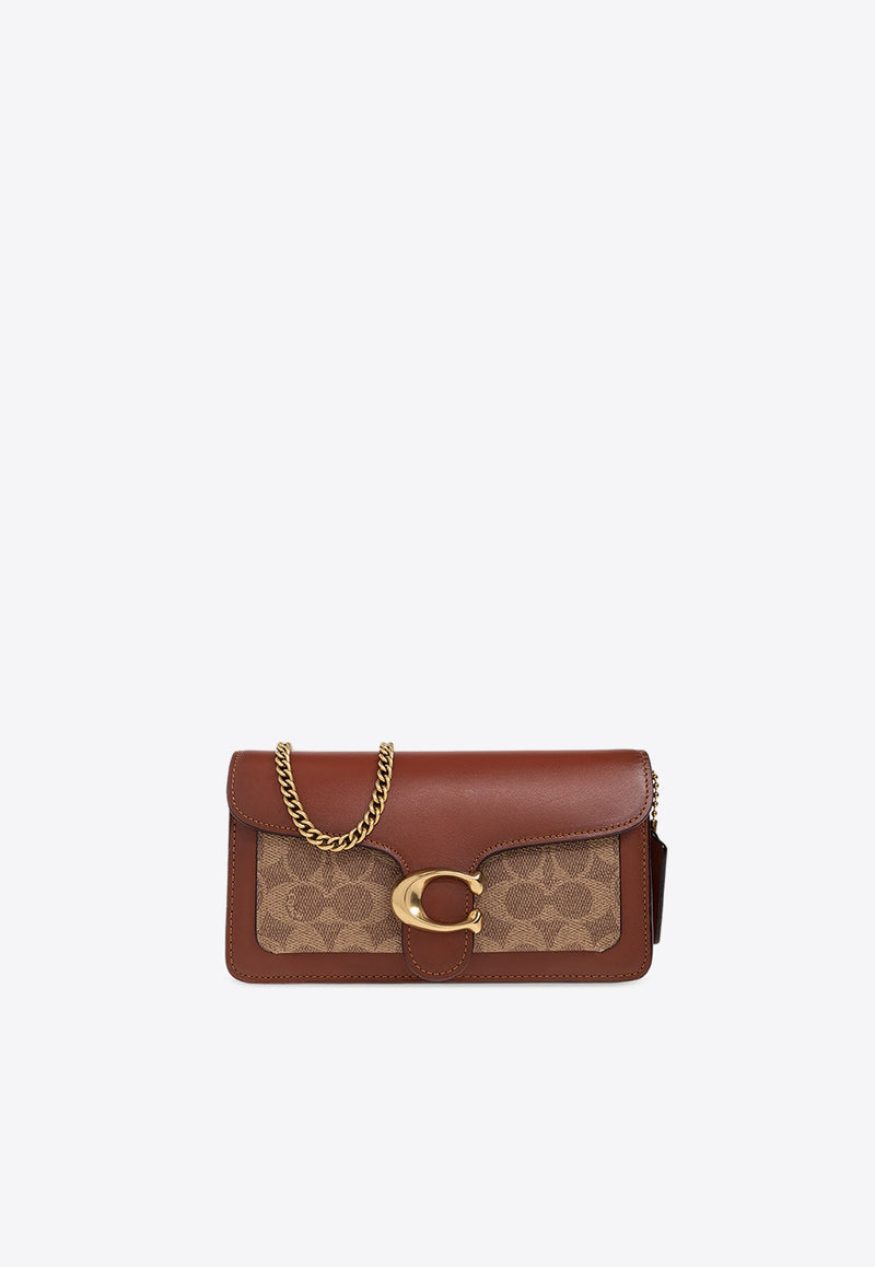 Coach Tabby Monogram Jacquard Chain Clutch Tan CE774 0-B4NQ4