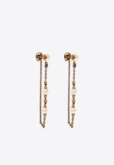 Alexander McQueen Faux Pearl Skull Drop Earrings Gold 734745 I170A-2375