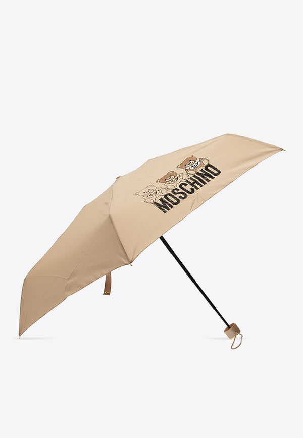 Moschino Logo-Printed Umbrella 8061 SUPERMINID-DARK BEIGE