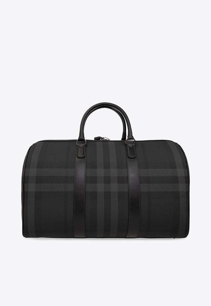 Burberry Boston Holdall Check Duffel Bag Gray 8062917 A8800-CHARCOAL