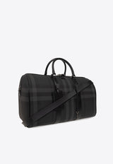 Burberry Boston Holdall Check Duffel Bag Gray 8062917 A8800-CHARCOAL