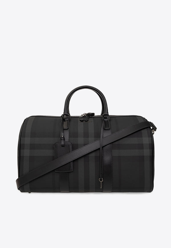 Burberry Boston Holdall Check Duffel Bag Gray 8062917 A8800-CHARCOAL