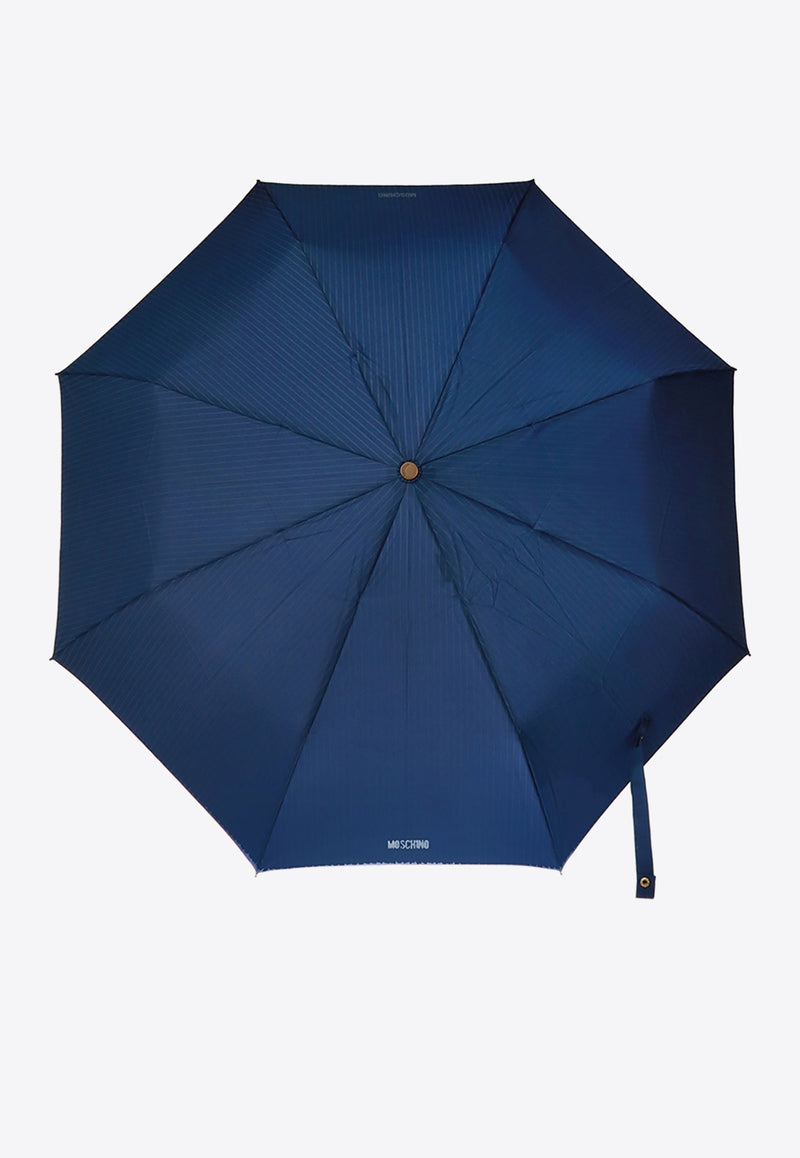 Moschino Pinstriped Folding Umbrella 8509 OPENCLOSEF-BLUE