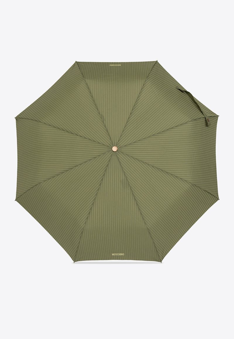 Moschino Pinstriped Folding Umbrella 8509 OPENCLOSEM-GREEN