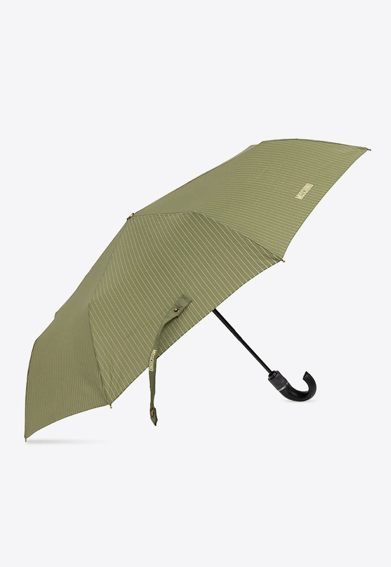 Moschino Pinstriped Folding Umbrella 8509 OPENCLOSEM-GREEN