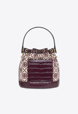 Tory Burch T Monogram Jacquard Bucket Bag Burgundy 86545 0-632