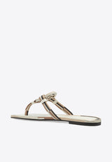 Tory Burch Miller Leather Thong Sandals Beige 90493 0-122