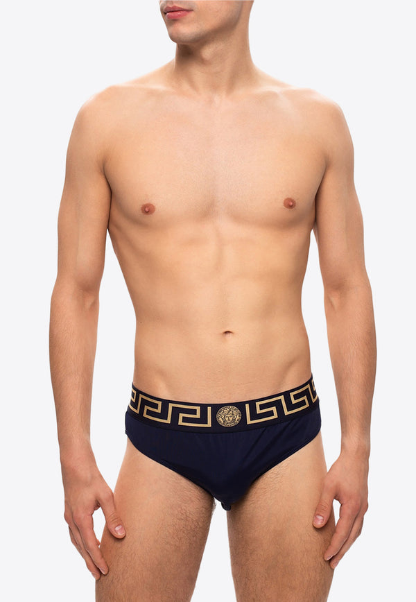 Versace Greca Border Swim Briefs ABU01025 A232185-A70W Navy