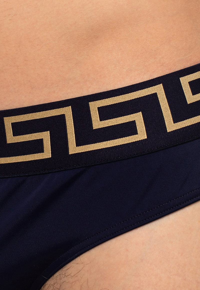 Versace Greca Border Swim Briefs ABU01025 A232185-A70W Navy