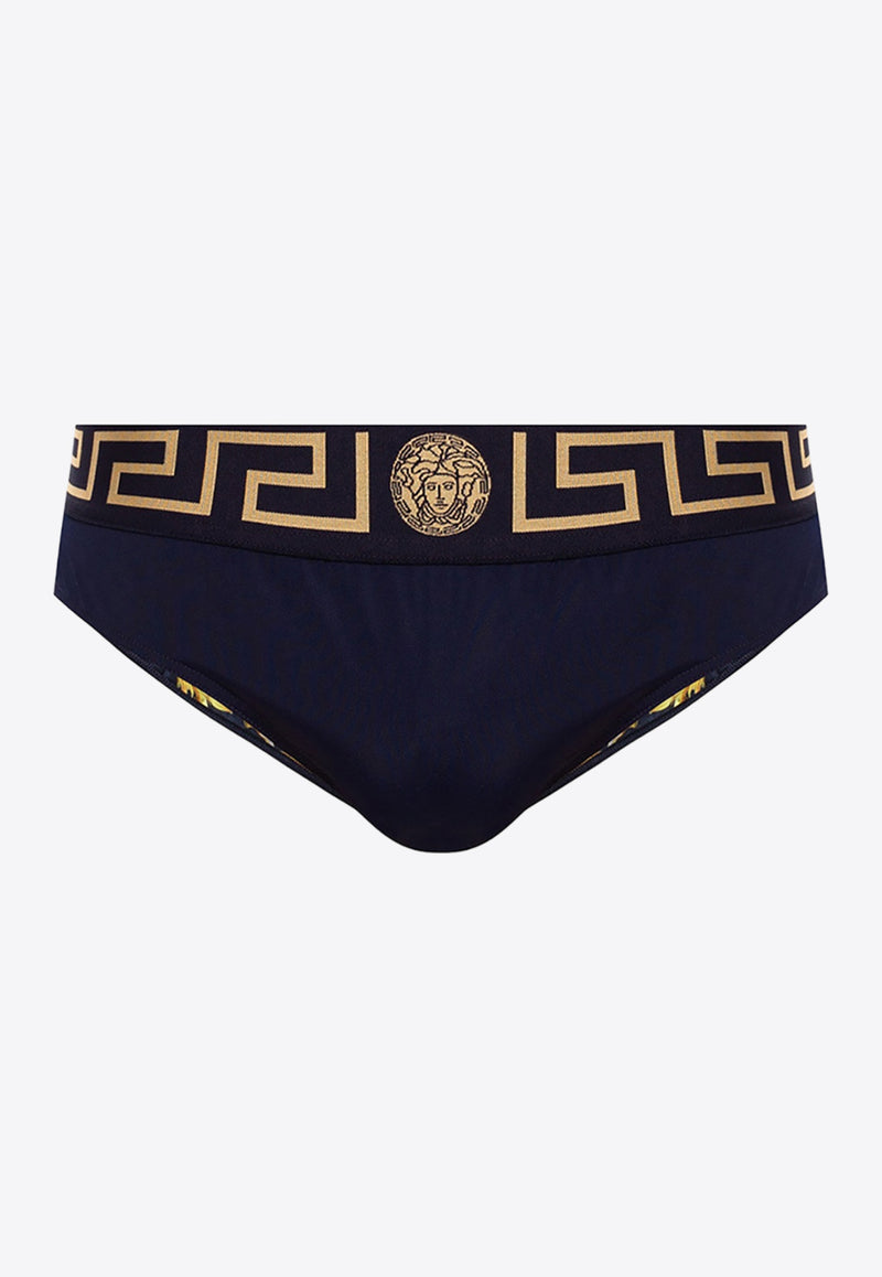 Versace Greca Border Swim Briefs ABU01025 A232185-A70W Navy