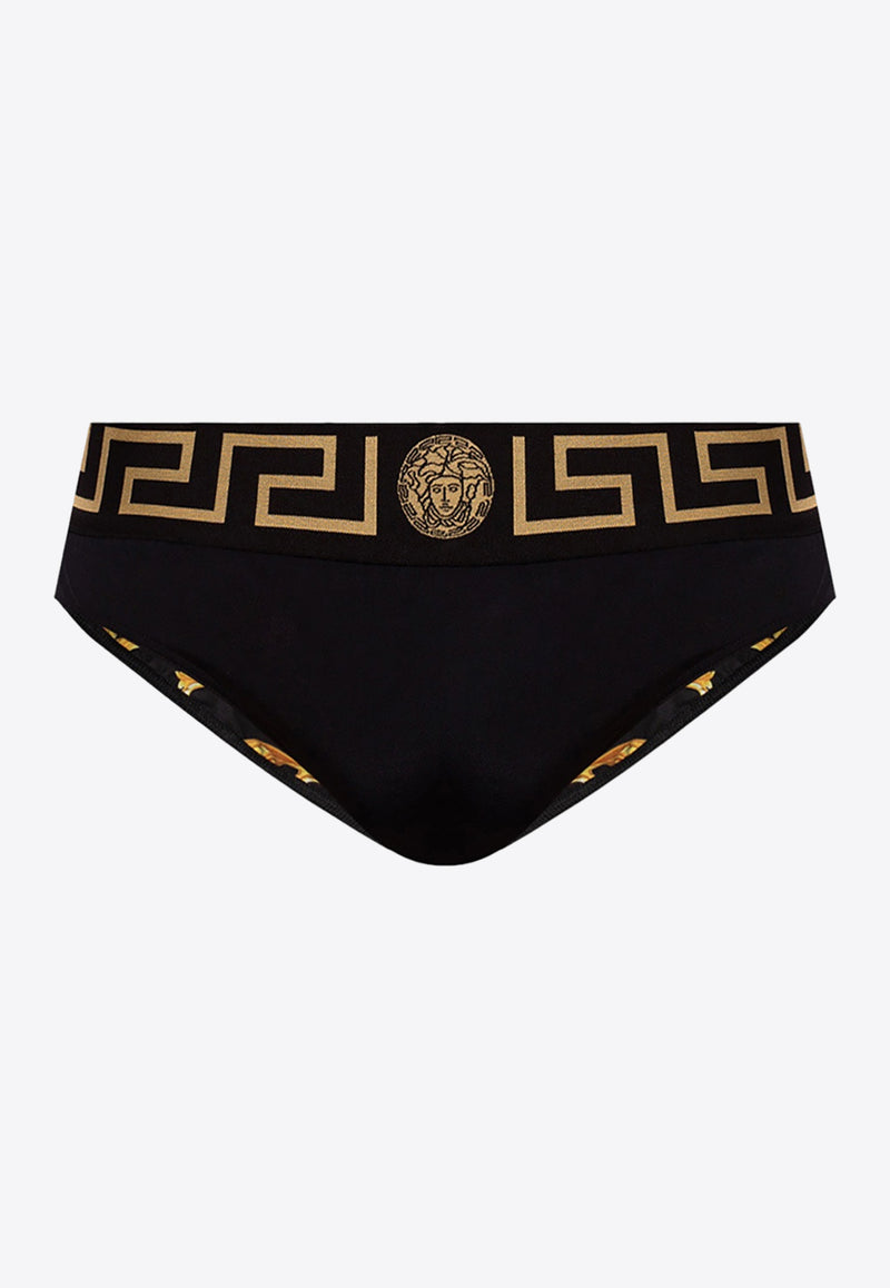 Versace Greca Border Swim Briefs ABU01025 A232185-A80G Black