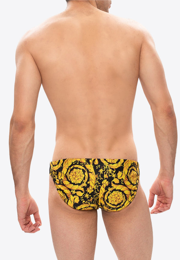 Versace Barocco Print Swimming Briefs Yellow ABU05019 A233122-A7900