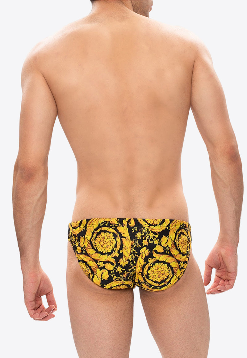 Versace Barocco Print Swimming Briefs Yellow ABU05019 A233122-A7900