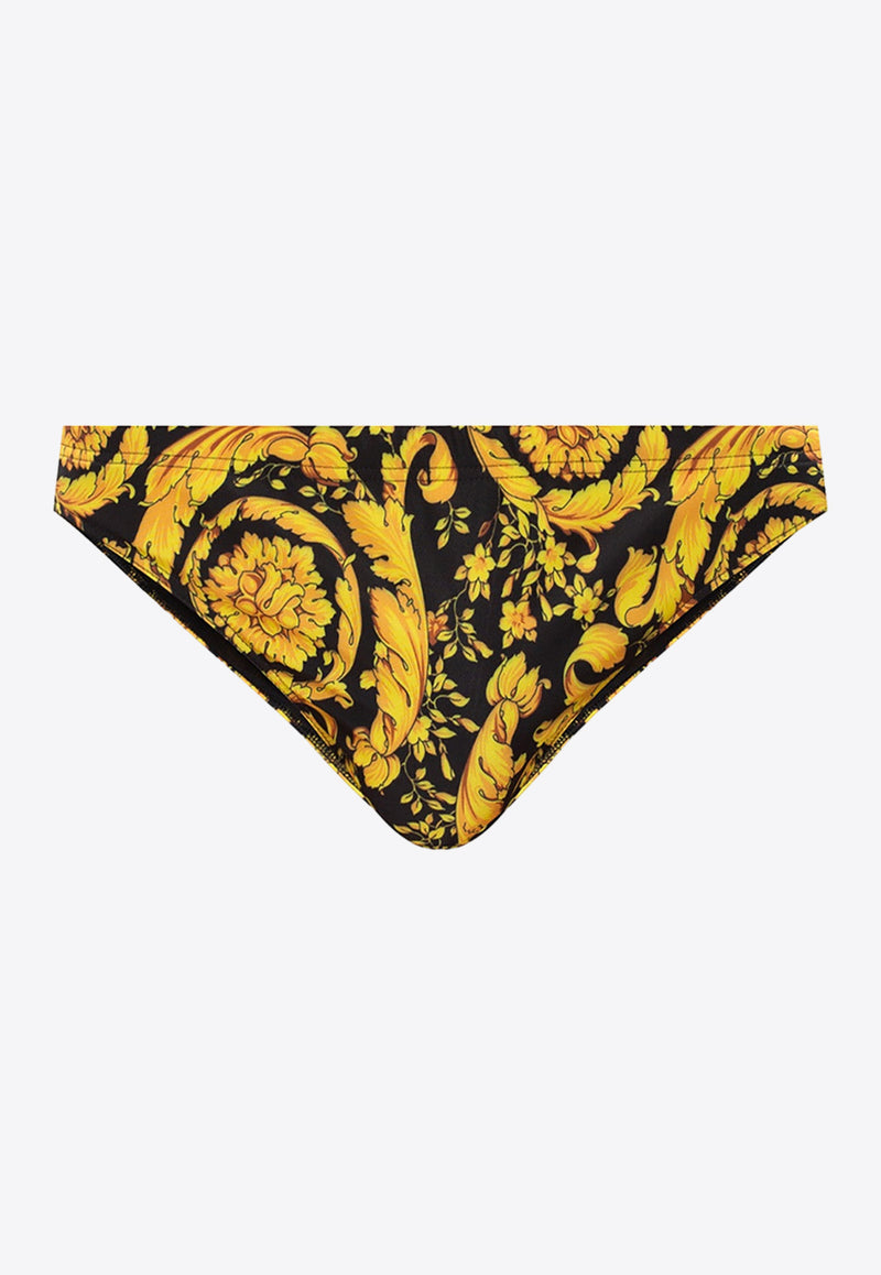 Versace Barocco Print Swimming Briefs Yellow ABU05019 A233122-A7900