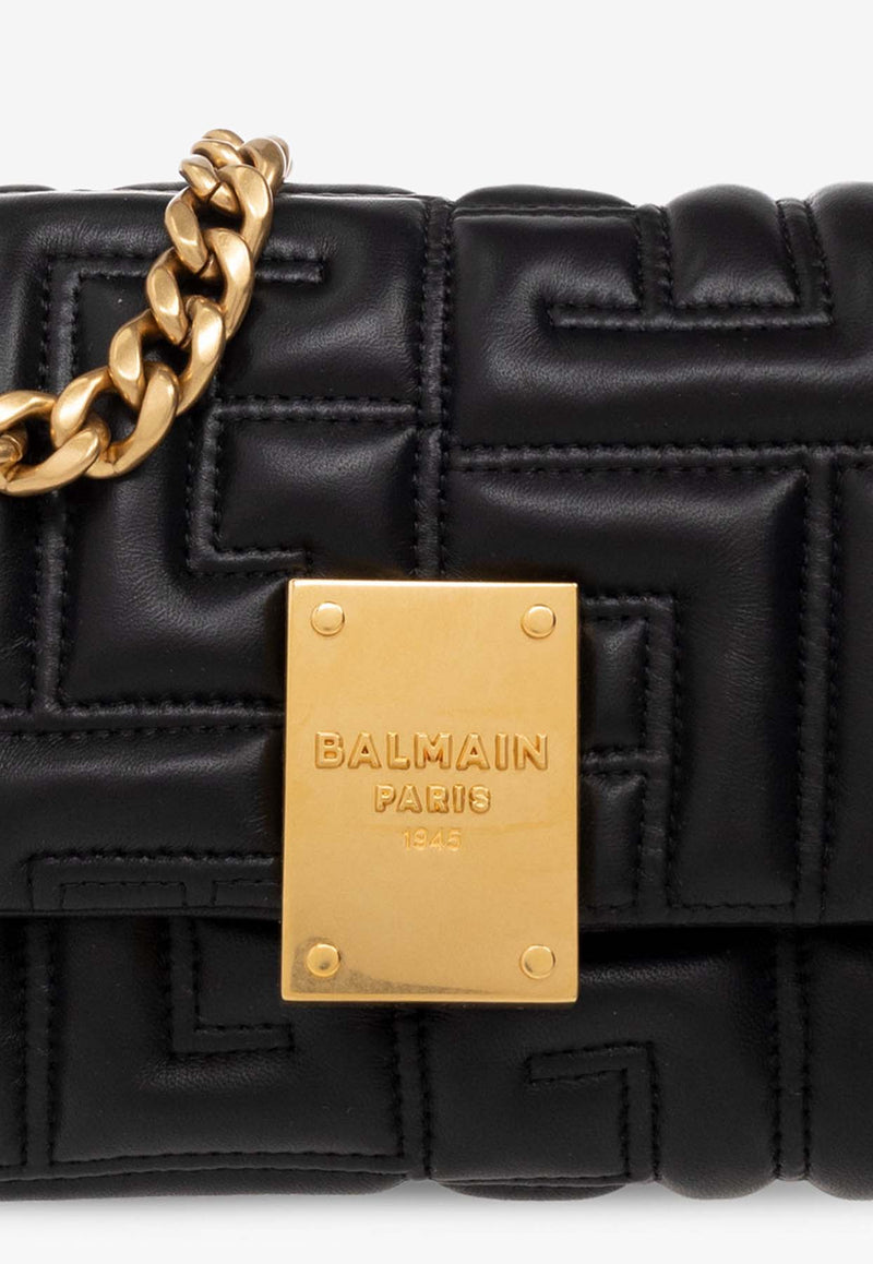 Balmain Mini 1945 Quilted Leather Crossbody Bag Black AN1BJ796 LNQD-0PA