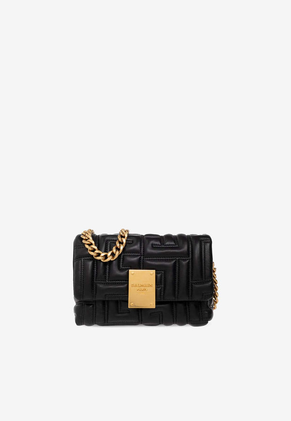 Balmain Mini 1945 Quilted Leather Crossbody Bag Black AN1BJ796 LNQD-0PA