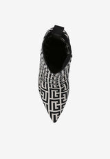 Balmain Skye 95 Monogram  Jacquard Ankle Boots Monochrome AN1TA680 TMGK-GFE