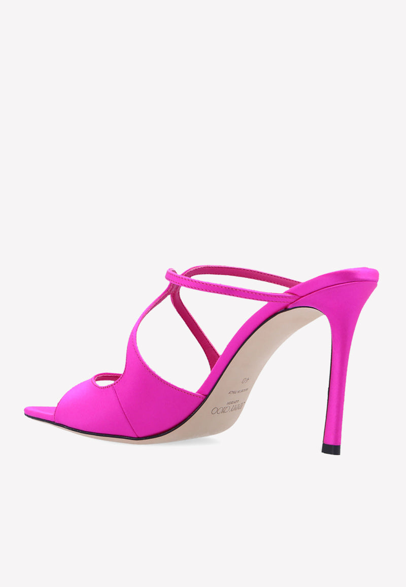 Jimmy Choo Anise 95 Mules in Satin ANISE 95 SAT-FUCHSIA Pink