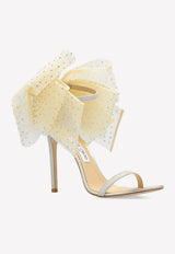 Jimmy Choo Aveline 100 Asymmetric Crystal Bows Sandals AVELINE 100 BKO-PLATINUM ICE IVORY Gold