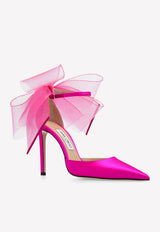 Jimmy Choo Averly 100 Asymmetric Mesh Bows Pumps AVERLY 100 BAV-FUCHSIA FUCHSIA Pink