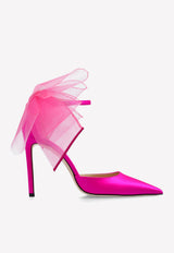 Jimmy Choo Averly 100 Asymmetric Mesh Bows Pumps AVERLY 100 BAV-FUCHSIA FUCHSIA Pink