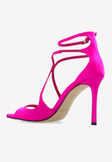 Jimmy Choo Azia 95 Sandals in Satin AZIA 95 SAT-FUCHSIA Pink