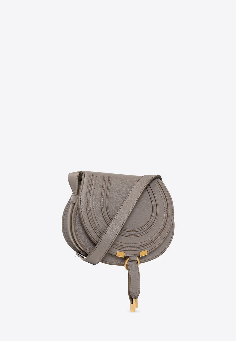 Chloé Small Marcie Grained Leather Crossbody Bag Gray CHC22AS680 I31-053