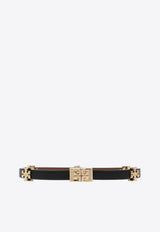 Tory Burch Eleanor Logo Plaque Leather Bracelet Black 147235 0-720