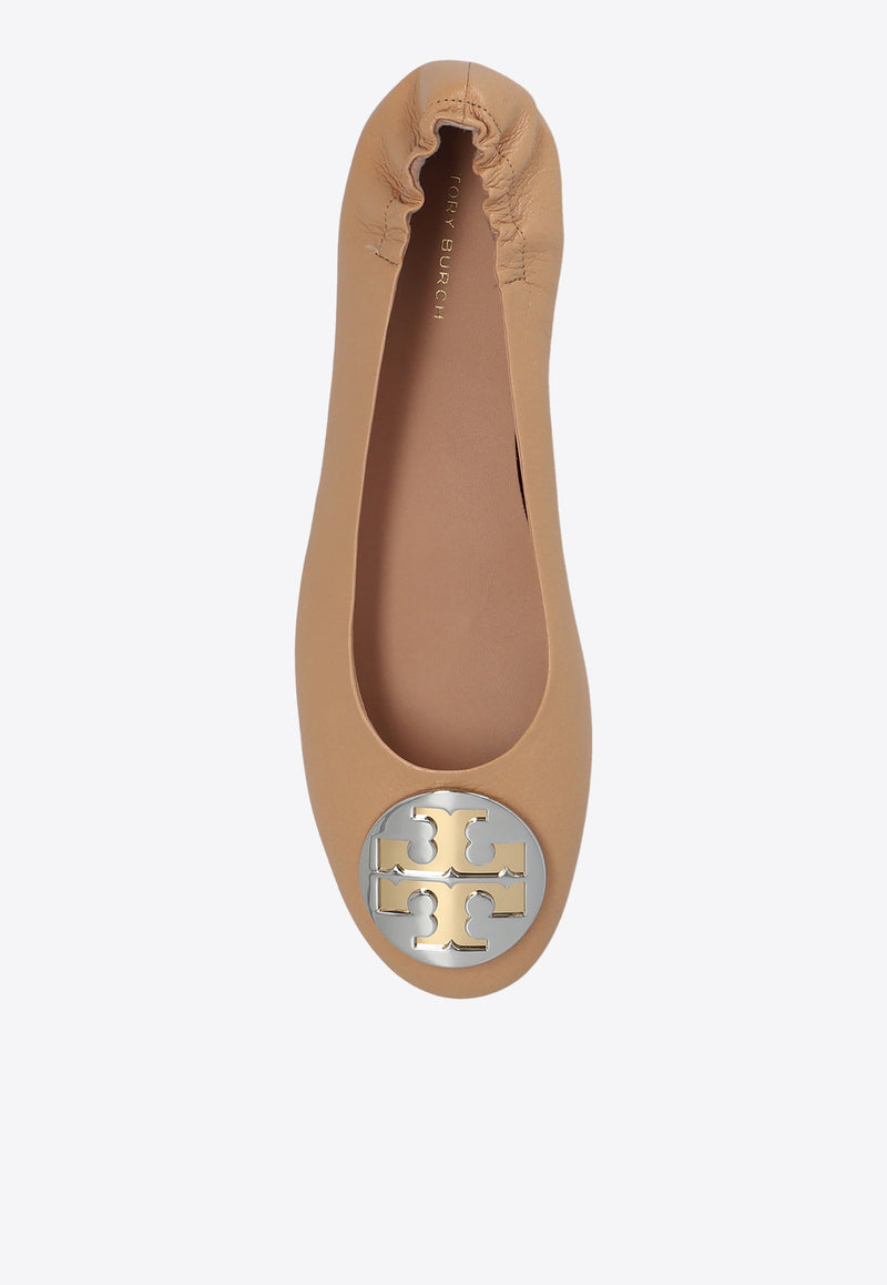 Tory Burch Claire Glossy Leather Ballet Flats Beige 147379 0-236