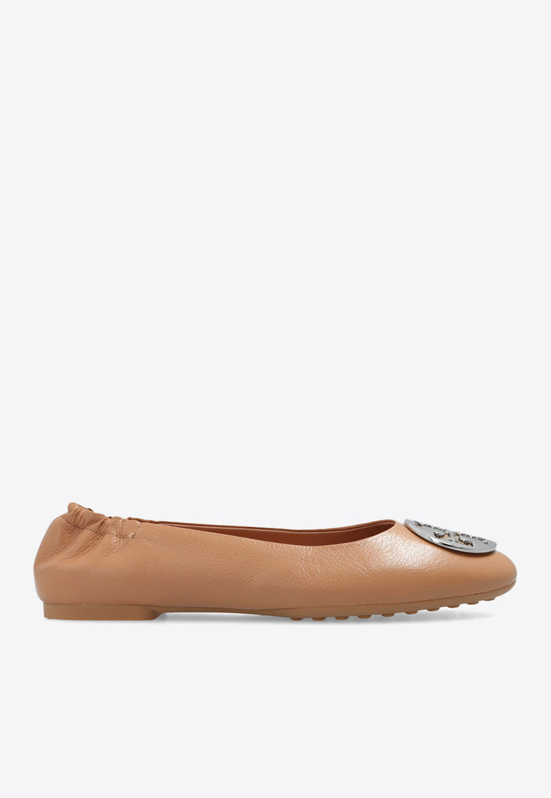 Tory Burch Claire Glossy Leather Ballet Flats Beige 147379 0-236