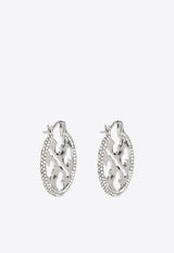 Tory Burch Miller Crystal Embellished Hoop Earrings Silver 148178 0-042