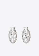 Tory Burch Miller Crystal Embellished Hoop Earrings Silver 148178 0-042