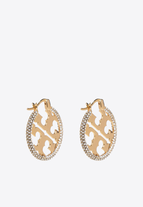 Tory Burch Miller Crystal Embellished Hoop Earrings Gold 148178 0-783