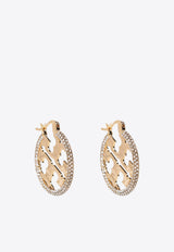 Tory Burch Miller Crystal Embellished Hoop Earrings Gold 148178 0-783