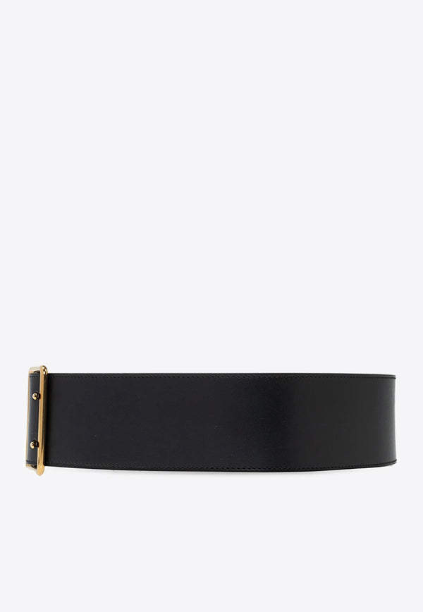 Alexander McQueen Double-Buckle Wide Leather Belt Black 621405 1BR0T-1000