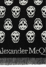 Alexander McQueen Skull Print Wool Scarf Black 624425 3200Q-1078