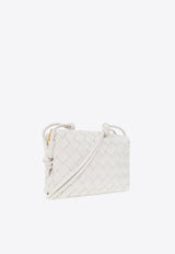 Bottega Veneta Mini Loop Crossbody Bag in Intrecciato Leather White 723547 V1G11-9009